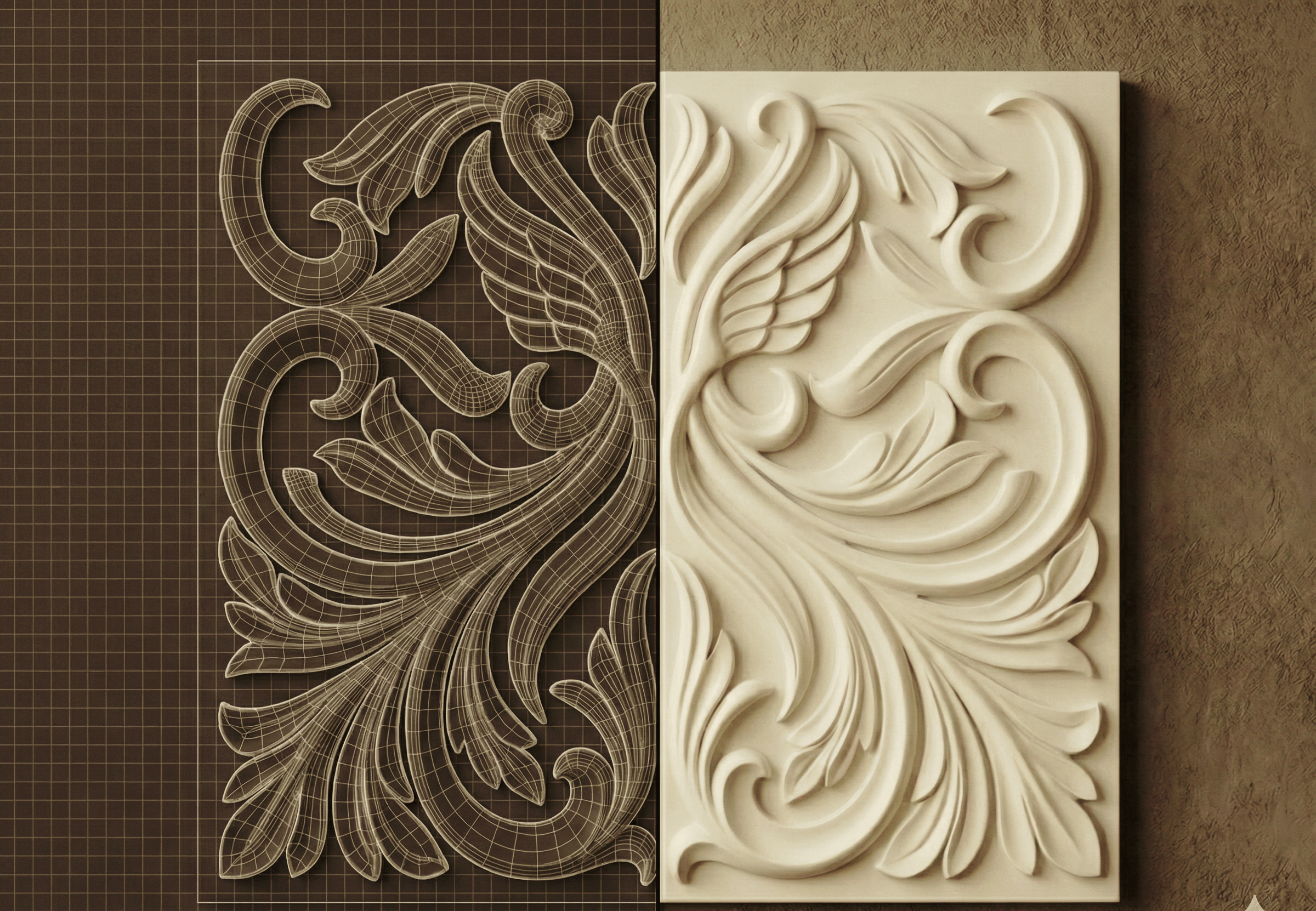 Studio Luminant AIAPM 3D CAD modelling to gypsum cast relief panel