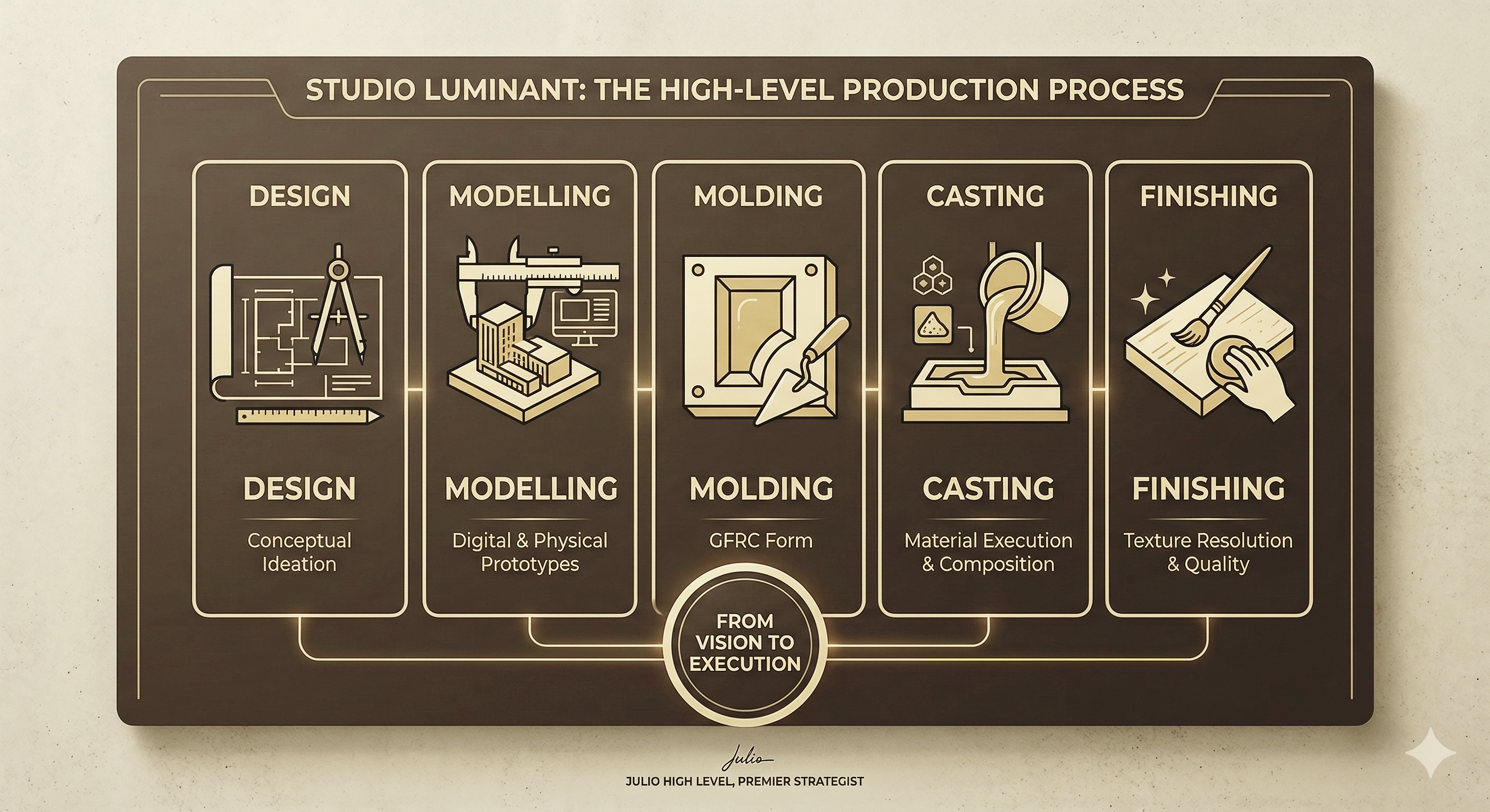 Studio Luminant AIAPM production process — design, modelling, molding, casting, finishing